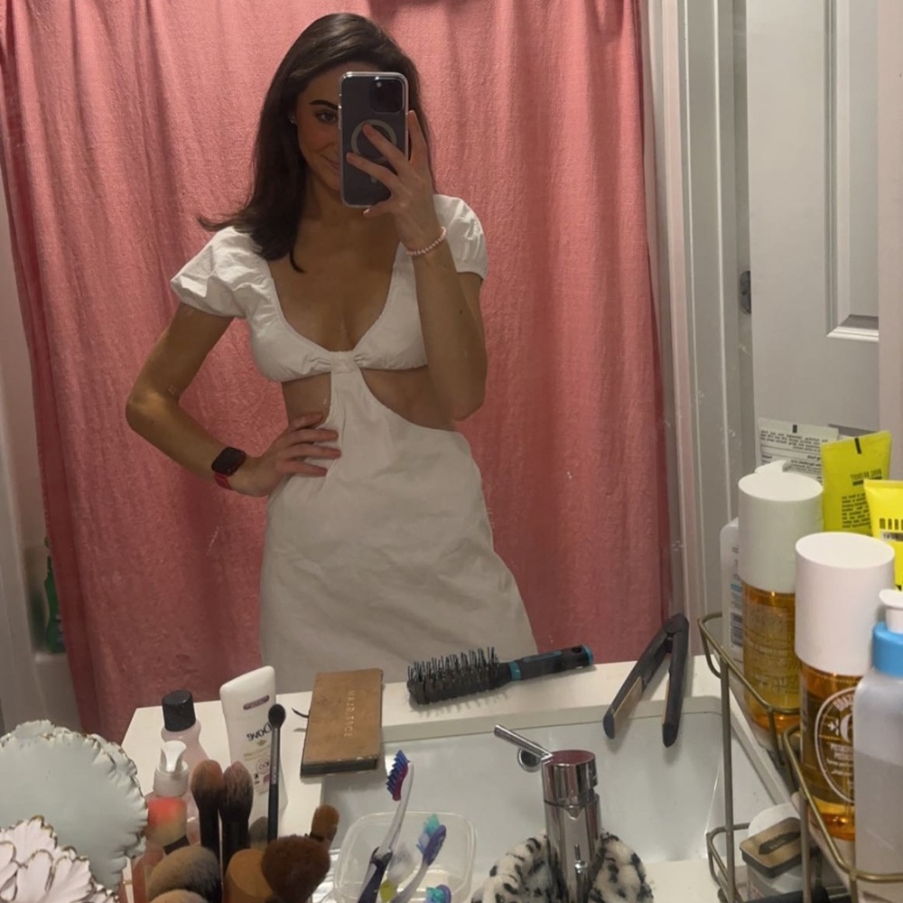 White cut out mini dress